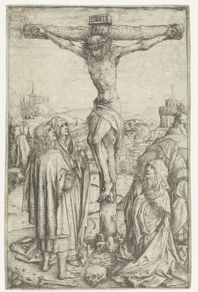 The Crucifixion with Mary and Saint John and Two Holy Women by Meester van het Amsterdamse Kabinet