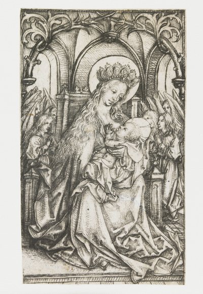 Throning Madonna Adored by Angels by Meester van het Amsterdamse Kabinet