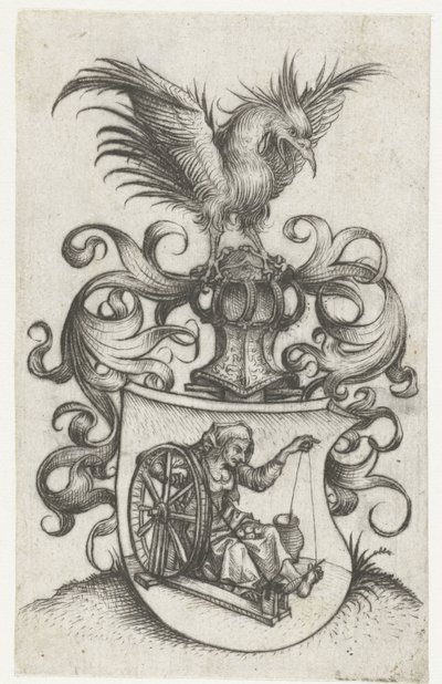 Coat of Arms with Old Twining Woman by Meester van het Amsterdamse Kabinet
