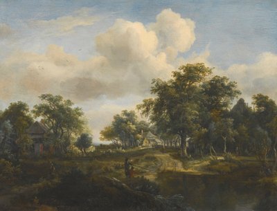 A Hamlet in the Woods with Fishermen by Meindert Hobbema