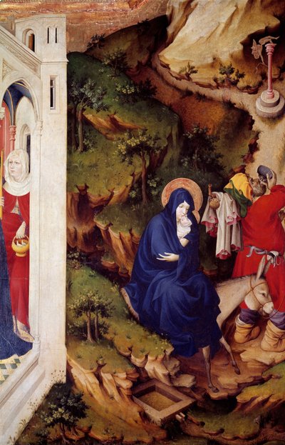 The flight to Egypt (detail) of the right section of the altarpiece of the Chartreuse of Champmol. Wood painting by Melchior Broederlam (1393-1399). Dijon, museum of Fine Arts by Melchior Broederlam
