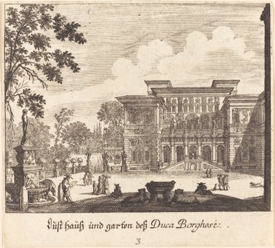 Borghese Palace and Gardens by Melchior Küsel after Johann Wilhelm Baur