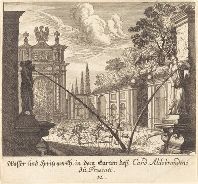 Gardens of Cardinal Aldobrandini, Frascati by Melchior Küsel after Johann Wilhelm Baur
