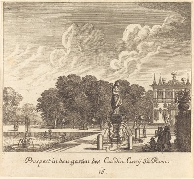 Gardens of Cardinal Coessi, Rome by Melchior Küsel after Johann Wilhelm Baur