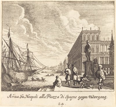 Palazzo di Spagna, Naples by Melchior Küsel after Johann Wilhelm Baur