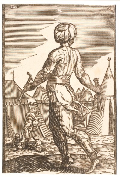 A Blacksmith Seen from Behind in a Camp by Melchior Lorck