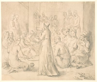 A Group of Turkish Women Dining by Melchior Lorck