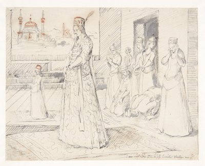 A Group of Turkish Women at Prayer by Melchior Lorck
