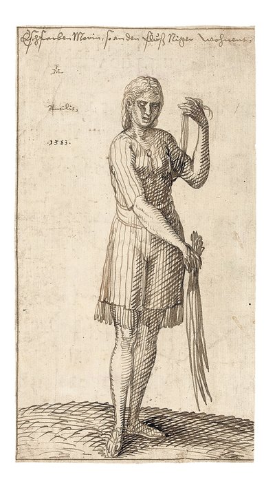 A Nigerian woman holding reeds by Melchior Lorck