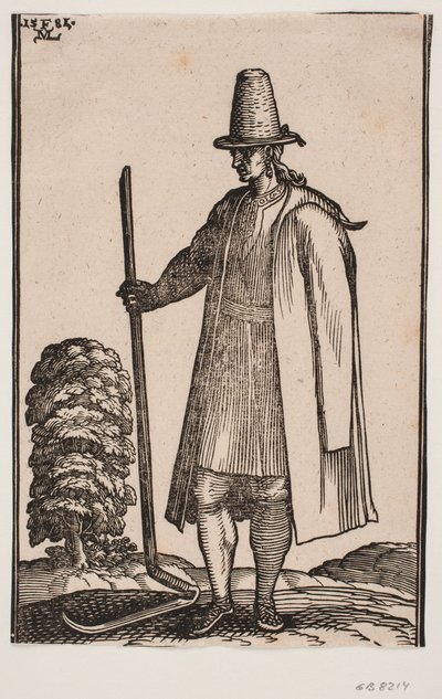 Greek Farmer Holding a Scythe in His Right Hand by Melchior Lorck