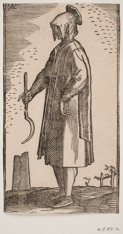 Greek Farmer Holding a Sickle in His Right Hand by Melchior Lorck