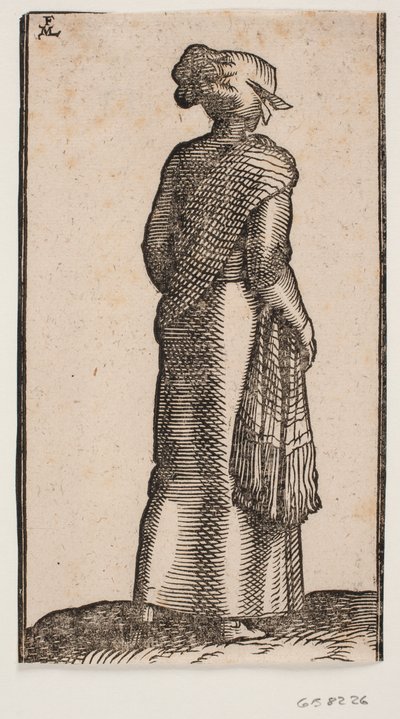 Woman, Seen from Behind, Walking to the Right by Melchior Lorck