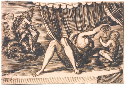 Mars, Venus Holding a Pear, and a Child by Melchior Lorck