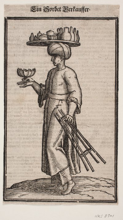 Peddler of Refreshing Beverages, Walking Toward the Left Side by Melchior Lorck