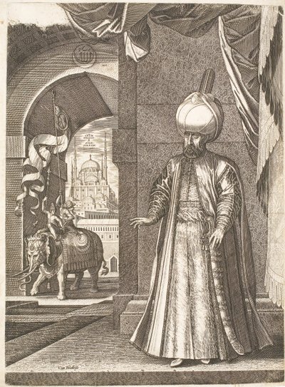 Portrait of Sultan Suleiman the Magnificent (standing) by Melchior Lorck