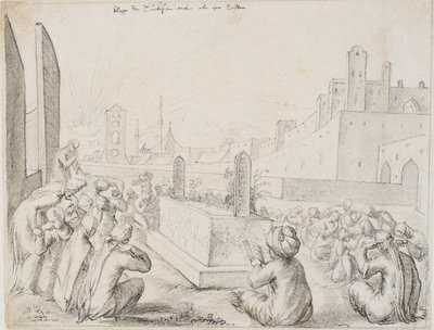 Turkish Women Mourning Around a Gravestone by Melchior Lorck