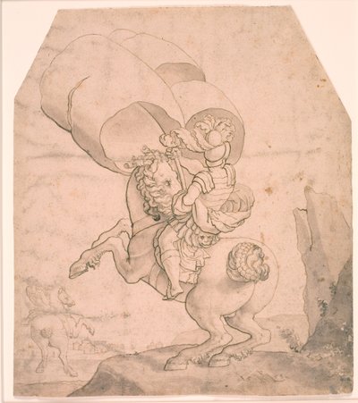 Two Horsemen, the Foremost Bearing a Standard by Melchior Lorck