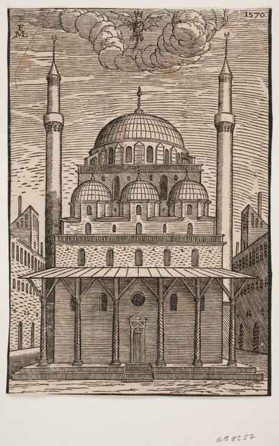 Unidentified Mosque with a Dragon-like Devil Hovering Above by Melchior Lorck