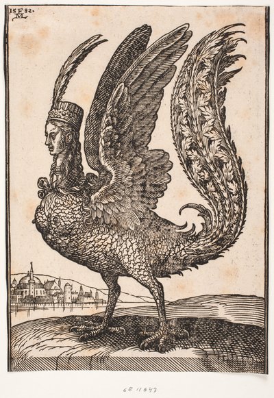 Unidentified mythical animal, harpy or siren by Melchior Lorck
