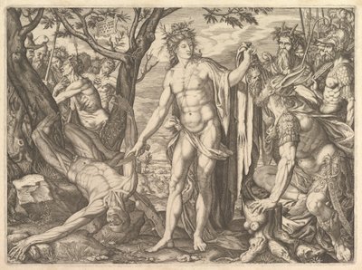 Apollo and Marsyas and the Judgment of Midas: at Right Midas with the Ears of an Ass, 1581 by Melchior Meier