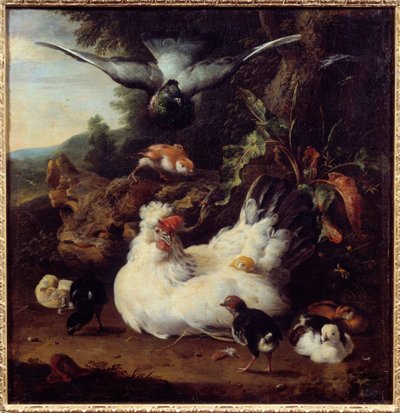 A Hen and Her Chicks by Melchior de Hondecoeter