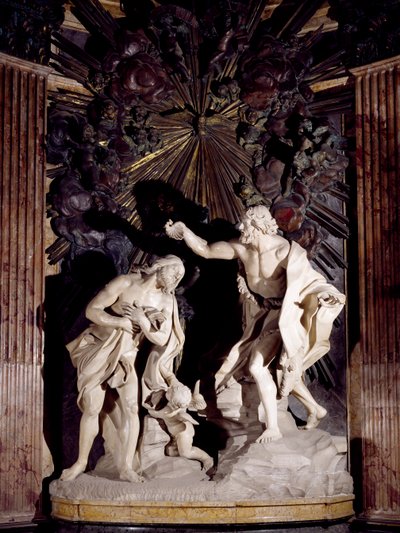 Marble Sculpture Depicting Baptism of Christ, Co-Cathedral of St John, Valletta, Malta by Melchiorre Cafa
