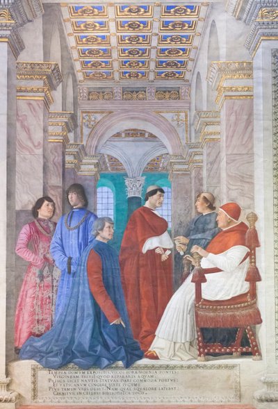 Sixtus IV appointing Platina as prefect of the Vatican library by Melozzo da Forli