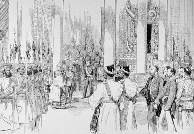 Lord Dufferin Holding Levee in the Grand Throne Room of the Palace at Mandalay, from 