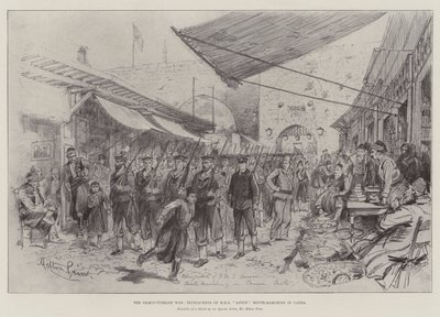 The Graeco-Turkish War, Bluejackets of HMS Anson Route-Marching in Canea by Melton Prior