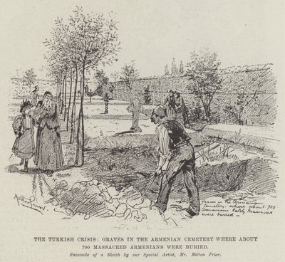 The Turkish Crisis, Graves in the Armenian Cemetery where about 700 Massacred Armenians were buried by Melton Prior