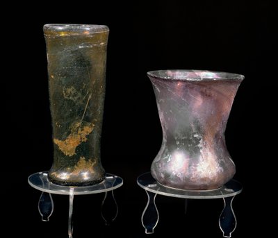 Barbarian civilization: glass cups from the Merovingian period. 6th-7th century. by Merovingian