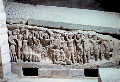 Merovingian Art: Bas Reliefs of the Tomb of Agilbert by Merovingian