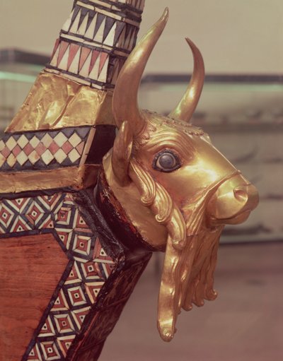 Head of a bull, decoration from a harp, 2800-2300 BC by Mesopotamian