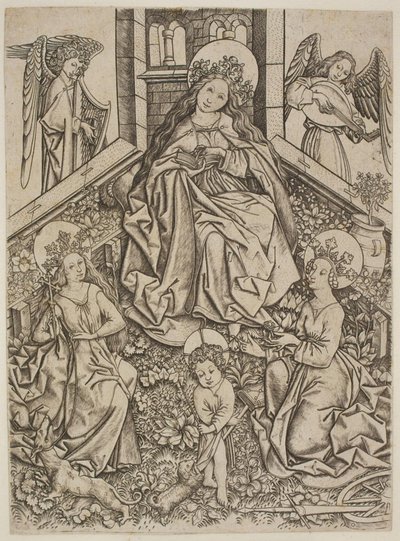 Mary with the Christ Child, Saint Margaret, and Saint Catherine by Mester ES