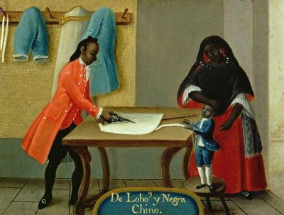 A Lobo Indian, his Half-Breed African Wife and their Child, from a Series on Mixed Race Marriages in Mexico by Mexican School