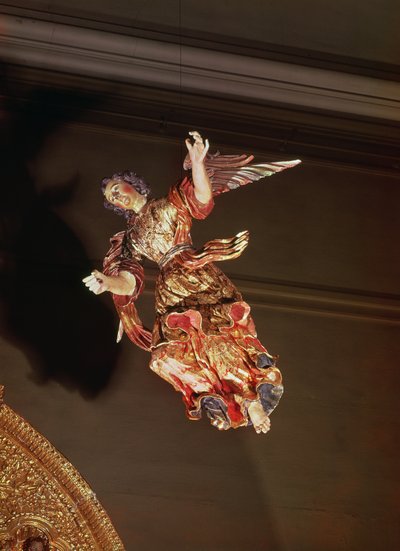 An angel above the altarpiece of the Chapel of St. Joseph by Mexican School
