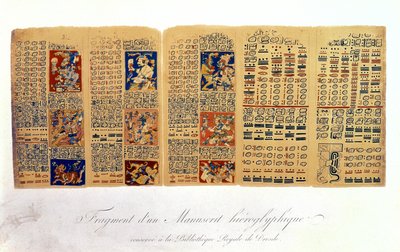Copy of a Fragment of the Dresden Codex Showing Mayan Astronomical Calculations by Mexican School