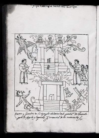 The Burning of the Temples, Tlaxcala, illustration from 
