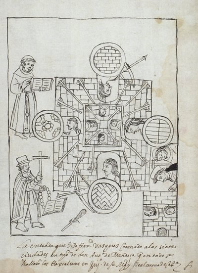 The Spanish Conquest, from Historia de Tlaxcala by Diego Munoz Camargo by Mexican School