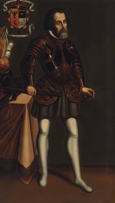 Portrait of Hernan Cortes by Mexican School