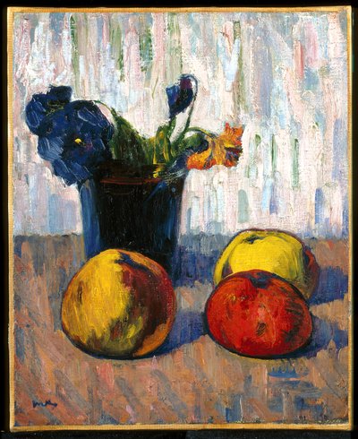Still Life With Apples And Vase Of Flowers by Meyer Isaac de Haan