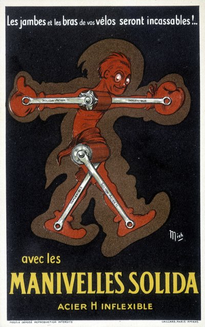 Advertising for Velo Cranks Made of Solid Steel by Mich