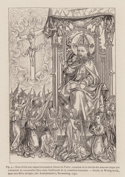 God revealing to the angels the future incarnation of the Word by Michael (after) Wolgemut or Wolgemuth