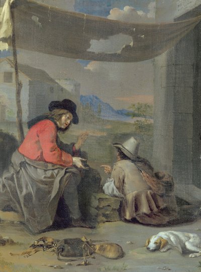 Two Figures Seated with a Dog by Michael (attr. to) Sweerts