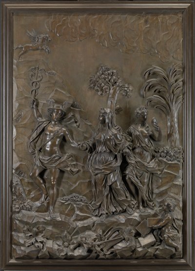 The Stowe Reliefs: Mercury Conducting Tragic and Comic Poetry to the Hill of Parnassus, c.1740 by Michael (attr.to) Chuke