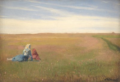 Two Girls in a Field. A Summer’s Day by Michael Ancher
