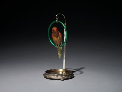Parrot on a Perch (Parrot), firm of Peter Carl Fabergé by Michael Evlampievich Perkhin