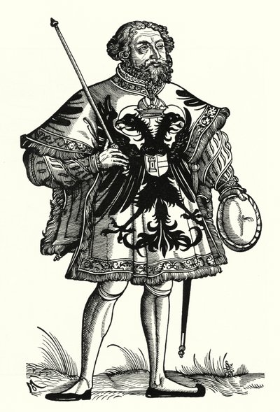 A German Imperial Herald (engraving) by Michael Ostendorfer