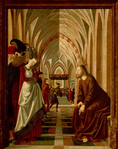Christ and the Adulteress, Panel from Stories of Christ, St Wolfgang Altarpiece by Michael Pacher