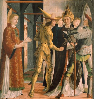 Pope Sixtus II Taking Leave from Saint Lawrence, circa 1465 by Michael Pacher